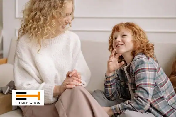 Happy mother and child after sorting child arrangements mediation Eastbourne