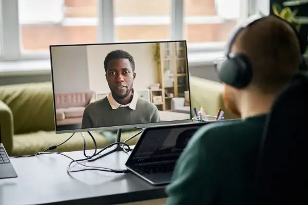 Man attending online mediation Eastbourne MIAMS session
